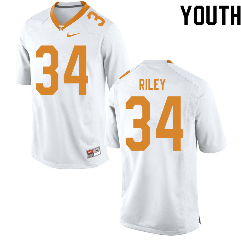 Youth #34 Trel Riley Tennessee Volunteers College Football Jerseys Sale-White - Click Image to Close